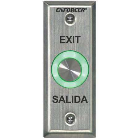 SECO-LARM Piezoelectric pushbutton. Vandal-resistant, slimline plate. "EXIT" and "SALIDA" printed o SLM-SD-6176-SS1Q